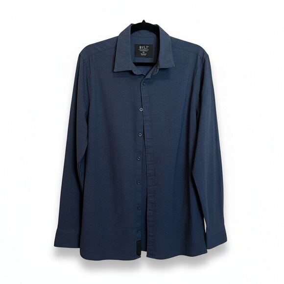 BYLT Premium Basics - Vista Stretch Long Sleeve Button-Down Navy Medium - Picture 4 of 8